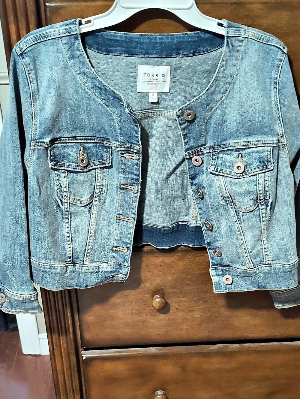 TORRID Collarless Crop Denim Jacket Blue Size 0